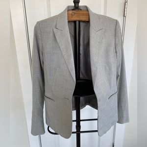 Zara Open Front Light Grey Basic Blazer with Pearl Cuffs